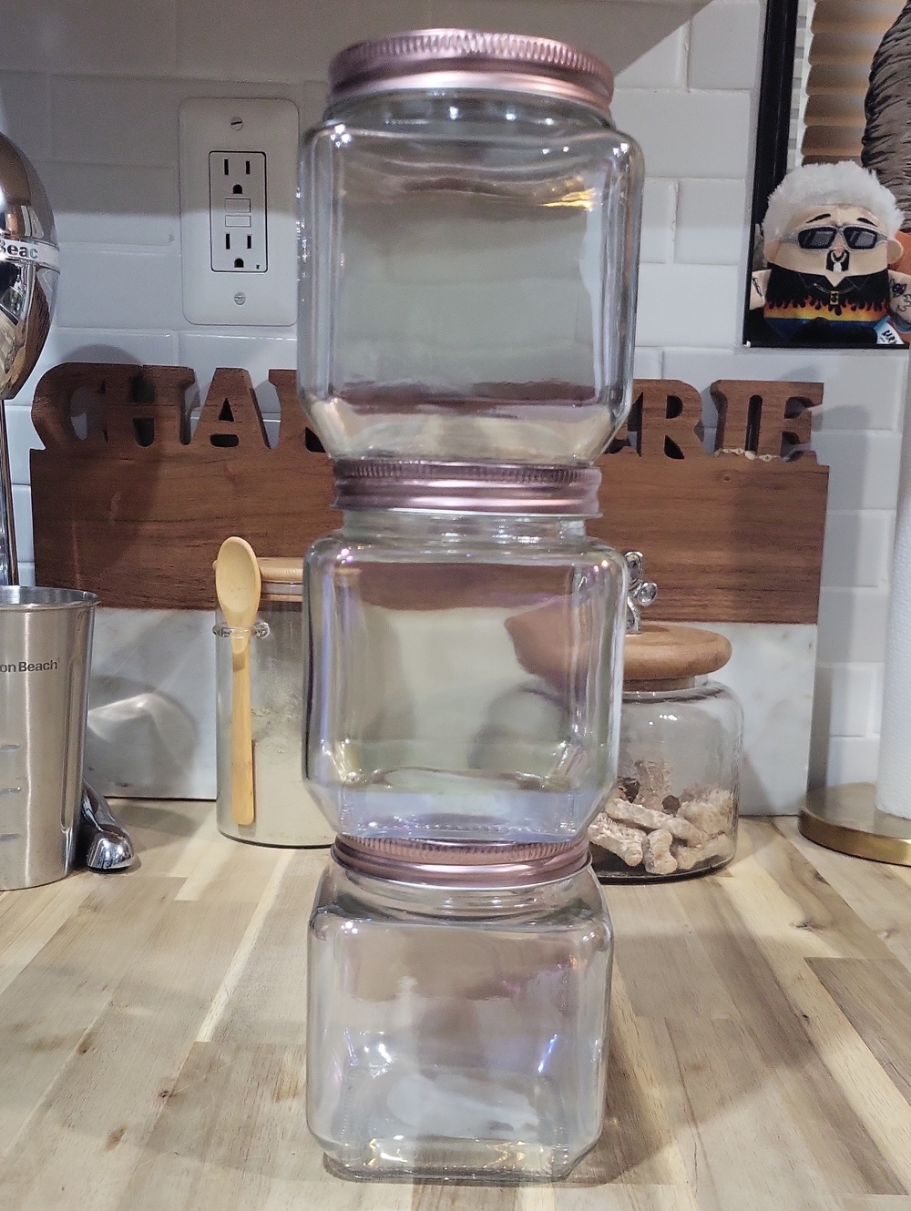 ✨️ Irridecent Glass Mason Jars with Rose Gold Lids - Set of 3! - Picture 3 of 4